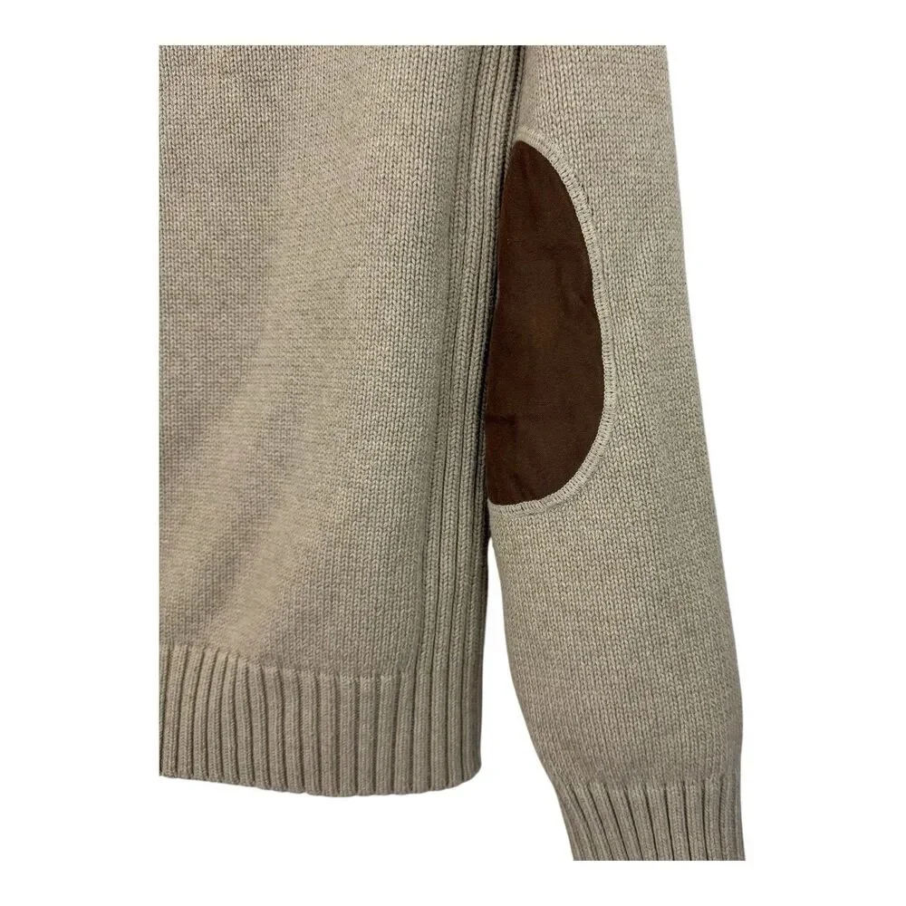 Tommy Hilfiger Zip Sweater Mens Sz M Elbow Patches Knit Sherpa 2009 Academia